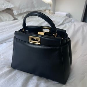 Fendi mini peekaboo black lamb skin authentic